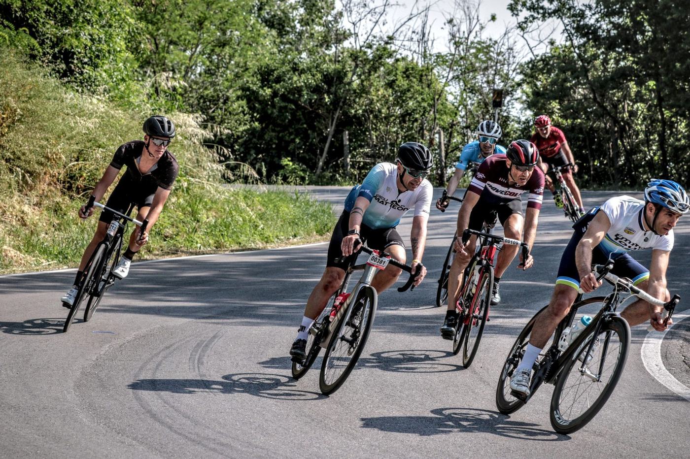 Radrennen in der Kurve